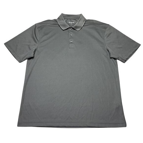 Clique Polo Shirt Mens Large Gray Performance Golf Short Sleeve Moisture Wicking - Picture 2 of 15